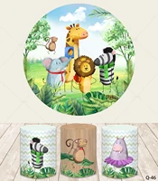 circle round backdrop cover jungle safari party baby shower photo background for boy 1st birthday party decor animals banner