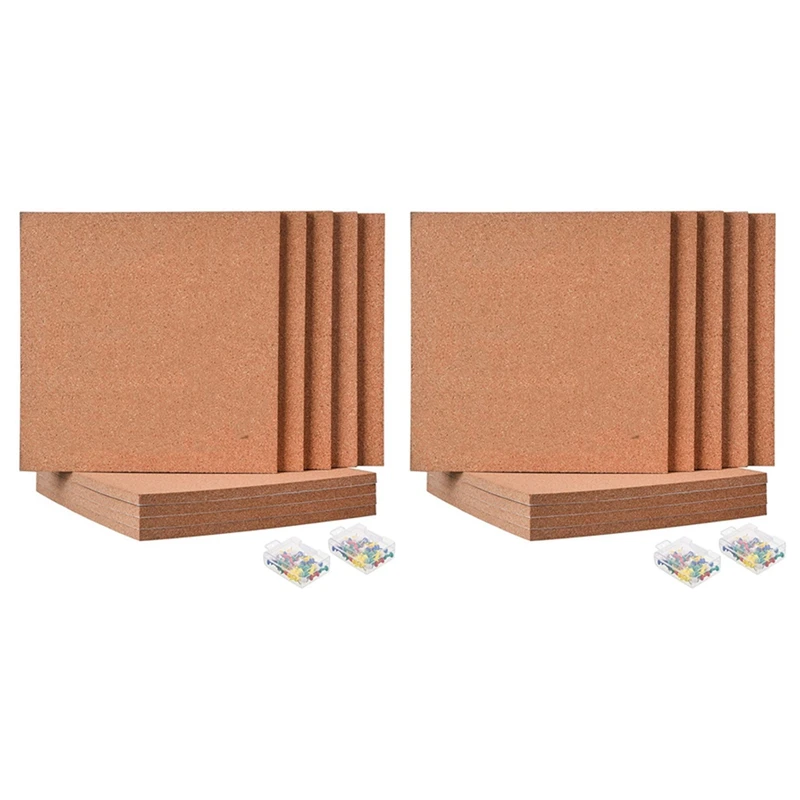 

JFBL Hot Cork Board 1.27Cm Thick Square Bulletin Board Cork Tile With 200 Promotional Mini Walls,10Piece Self-Adhesive Cork Boar