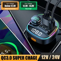 fm transmitter bluetooth compatible car mp3 player qc3 0 pd fast charging with led light hands free car kit radio 12 24v adapter