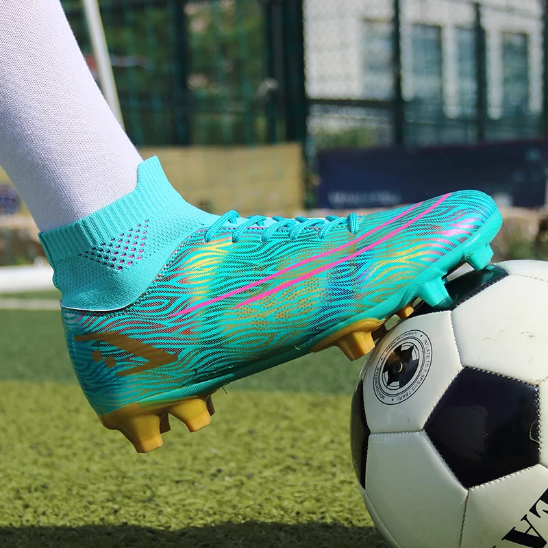 

New Men Football Shoes Large Size High Ankle Splint Grass Training Football Sneakers 2021 Trend Waterproof Football Boots