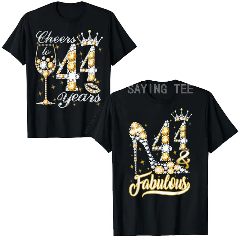 Футболка Cheers To 44 лет Happy 44th Birthday Queen Drink Wine женская мода и потрясающие футболки