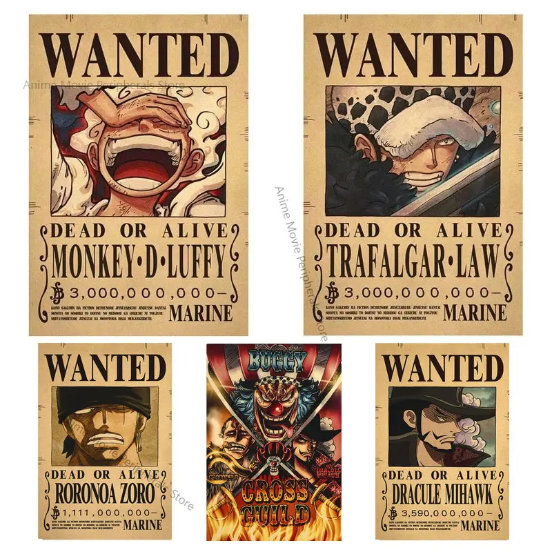 

3 Billion Bounty Wanted Poster Anime Poster One Piece Luffy Room Decor Aesthetic Wall Vintage Posters Home Decoration Stickers