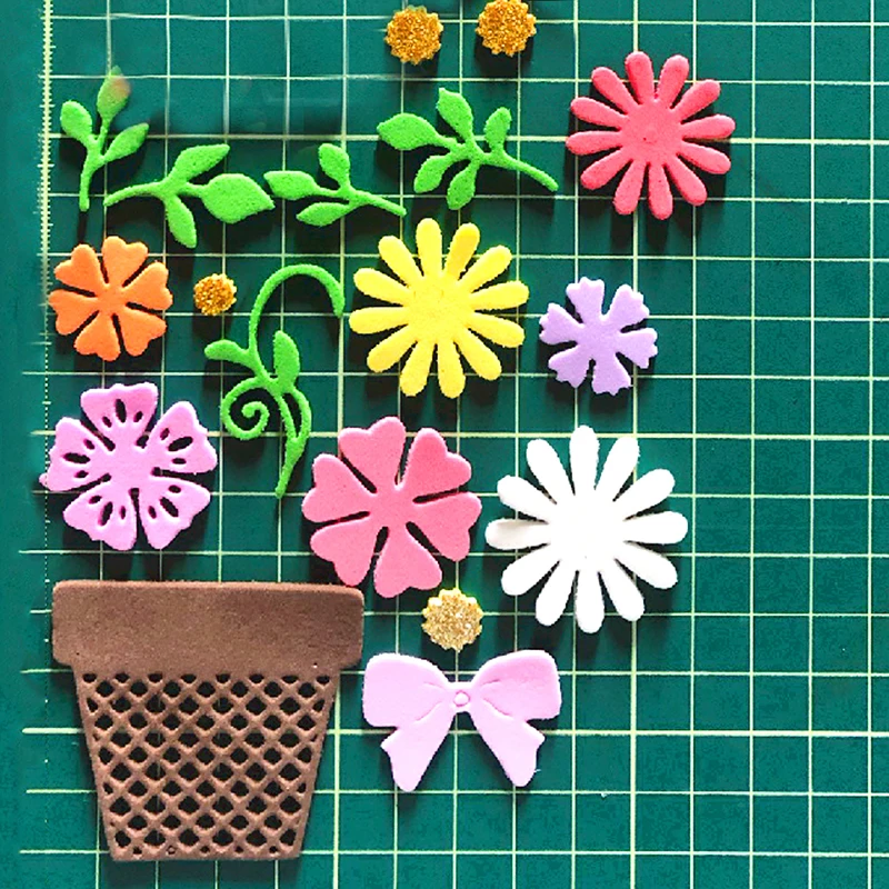 

Metal Cutting Dies Flowerpot Flower Blooming Stencils Scrapbooking Album Decorative Embossing Handmade Paper Cards