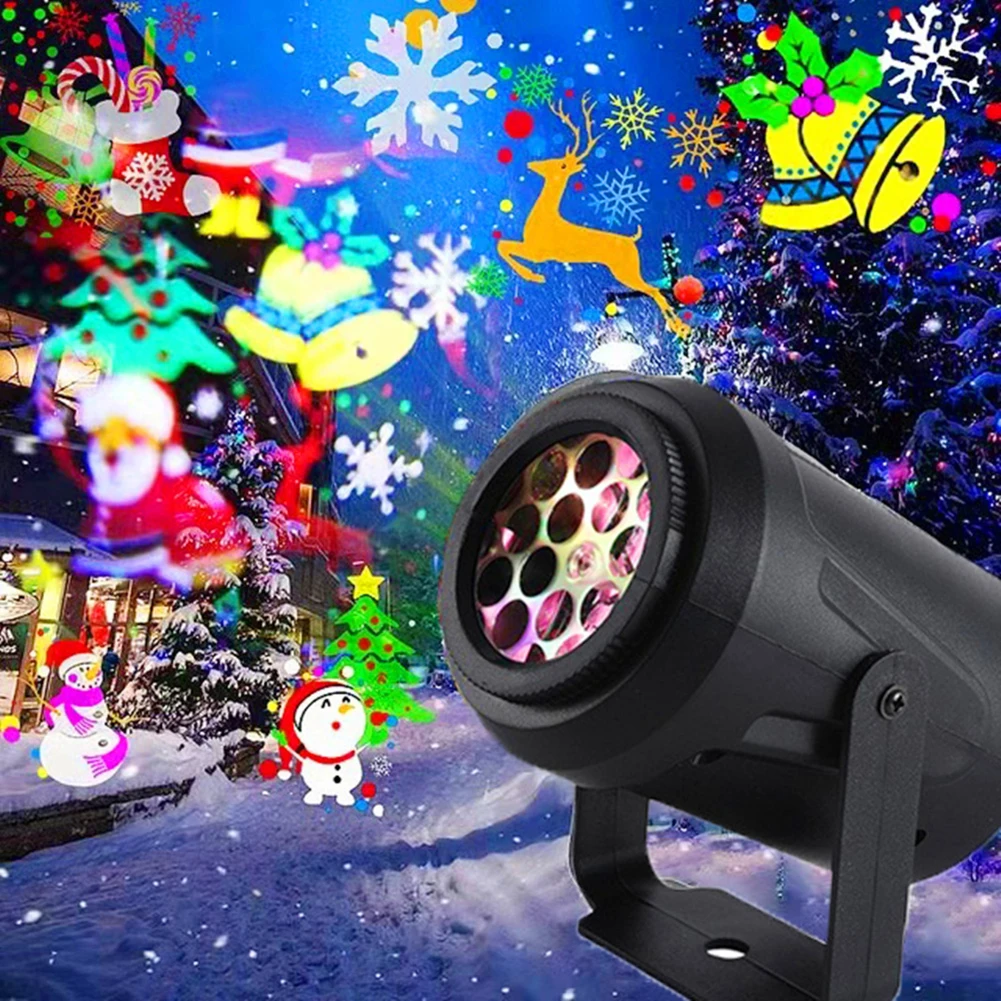 

Рождественский светодиодный проектор в виде снежинок с 16 узорами светильник прожектор для улицы, светильник для дискотеки, украшение для дома, сада Вечерние