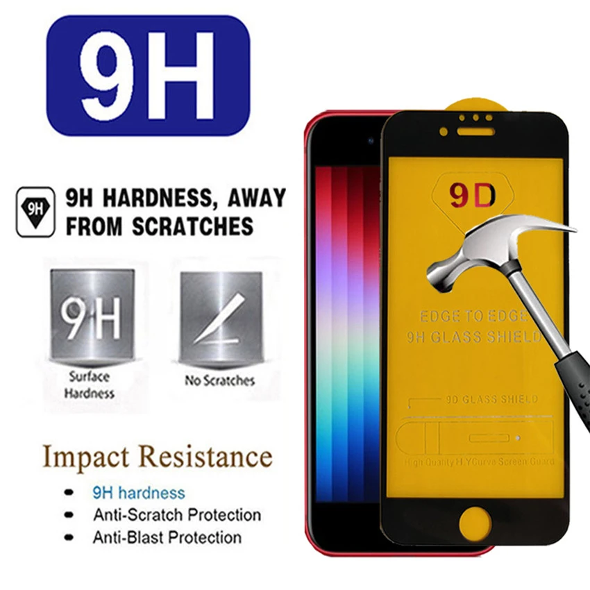 10pcs Tempered Glass For iPhone SE 2022 SE20 Screen Protector For iPhone 13 12 11 Pro Max 12 13 Mini 14 Pro Max Protective Glass