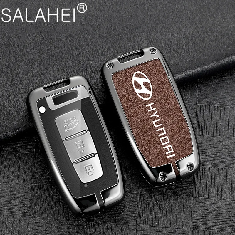 

Alloy Leather Car Key Cover Case Holder For Hyundai Equus Genesis Veloster For KIA Sportage Forte Optima Soul Azera Sorento