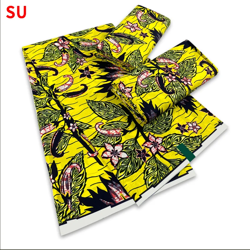 

2022 Ankara African Wax Print Fabric Veritable Gold Wax 100% Cotton 6 Yards DIY Sewing Nigerian Fabric For African Dress