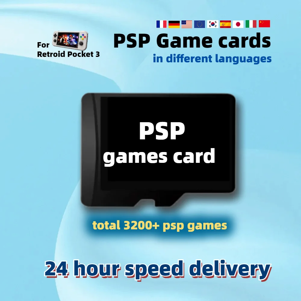 

PSP Game TF Card For Retroid Pocket 3 Plus Flip RP3+ Language USA Europe Japan France Germany Italy Korea Spain China 3200+