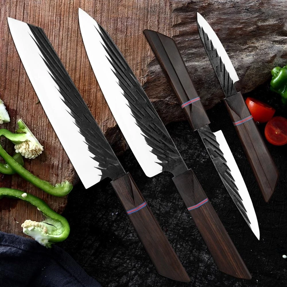 

Нож шеф-повара 440C стальной кованый ручной работы японский острый мясницкий нож Kiritsuke Santoku Универсальный нож для чистки овощей Кухонные инст...