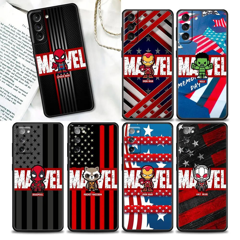 

The Cartoon Marvel Flag Fundas Coque Phone Case for Samsung Galaxy S22 S7 S8 S9 S10e S21 S20 Fe Plus Ultra 5G Cases Funda Capa