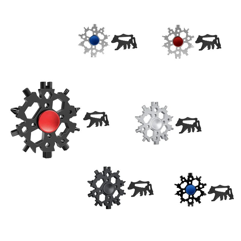 

22-In-1 Snowflake Multitool Metal Snowflake Standard Multitool With Multitool Card Snowflake Wrench Gifts For Men