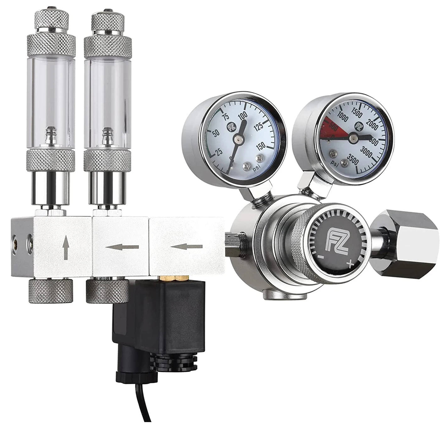 

Aquarium CO2 Regulator Dual Stage Adjustable Output Pressure with DC Solenoid and Integrated High Precision Needle Valve