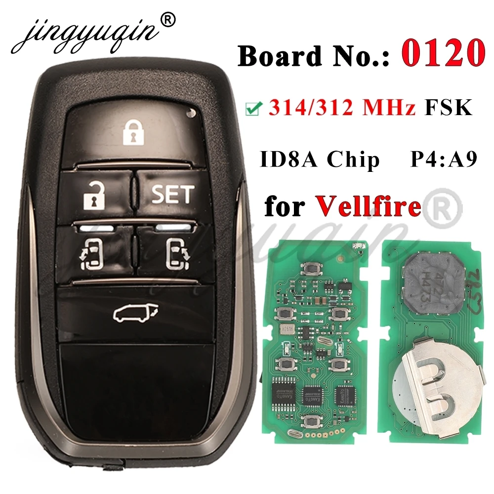 

Умный Ключ-брелок Jingyuqin Для Toyota ALPHARD VELLFIRE 2015-2018, 0120/0410, Бесключевой Доступ, Дистанционное Управление