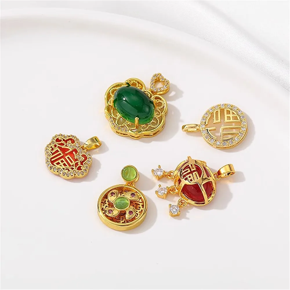 Позолоченный кулон в форме фузи из циркона 14 к фирменный ручной работы сделай сам