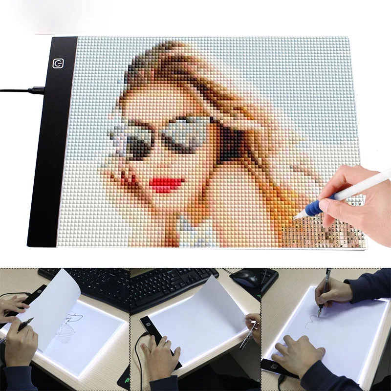 

USB светодиодный стол для копирования DIY алмазная живопись A4 A3 светодиодная подсветка для планшета Алмазная мозаика аксессуары три уровня с ...