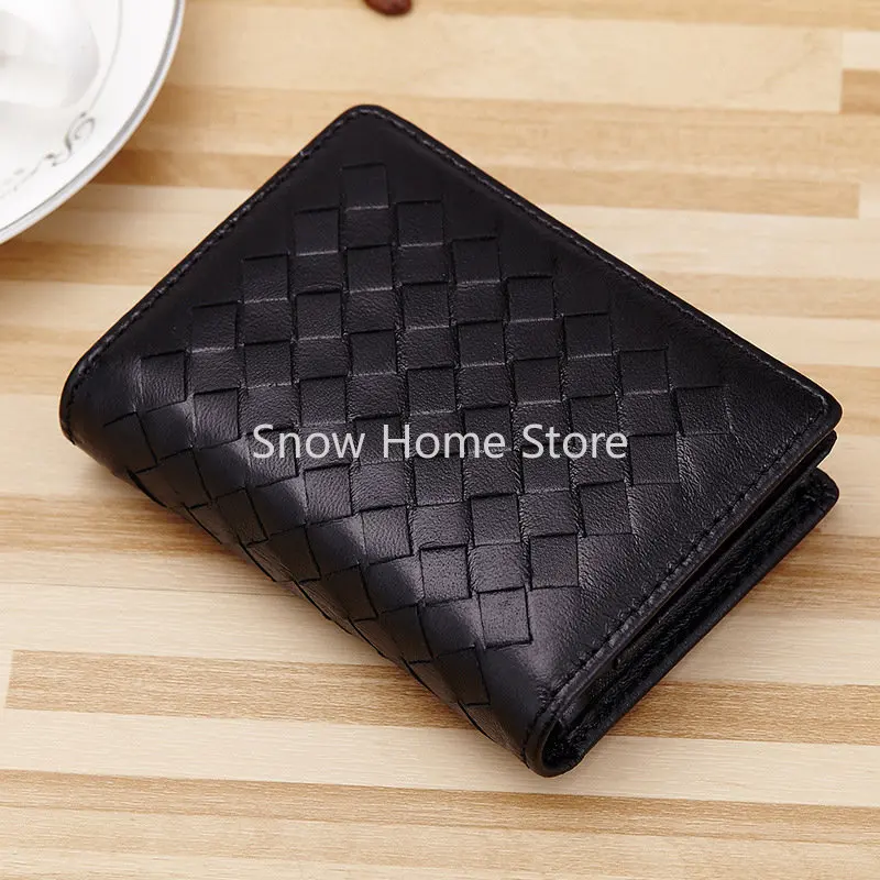 

New Sheepskin Woven Business Card Bag Card Bag Women's Leather Multi-Function Document Bag Men's Card Holder
