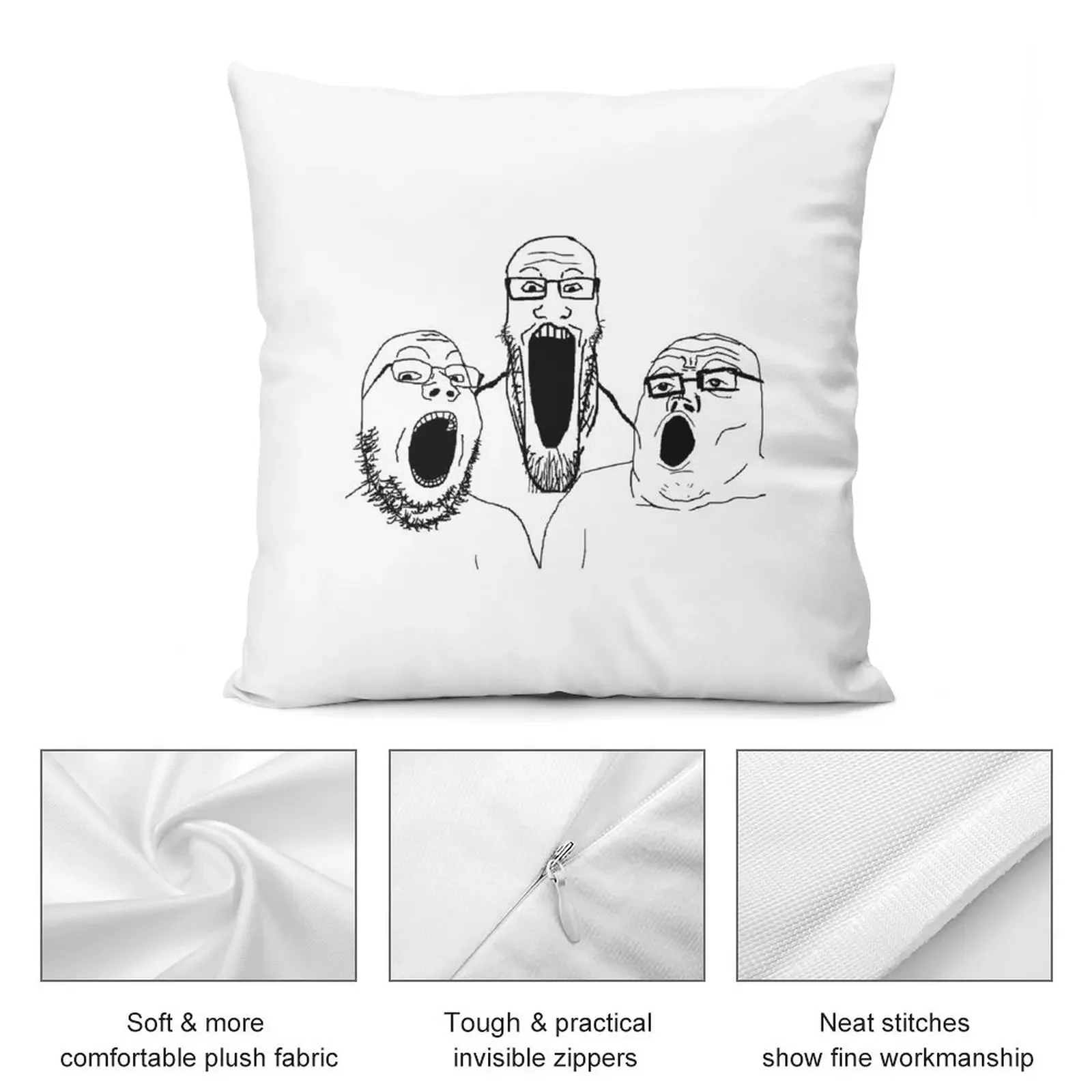 SOY REDDIT 4CHAN BASED AND REDPILLED GROUP WHOLESOME MEME СМЕШНИЙ SOYJAK WOJAK SOYJACK WOJACK F Декоративная подушка