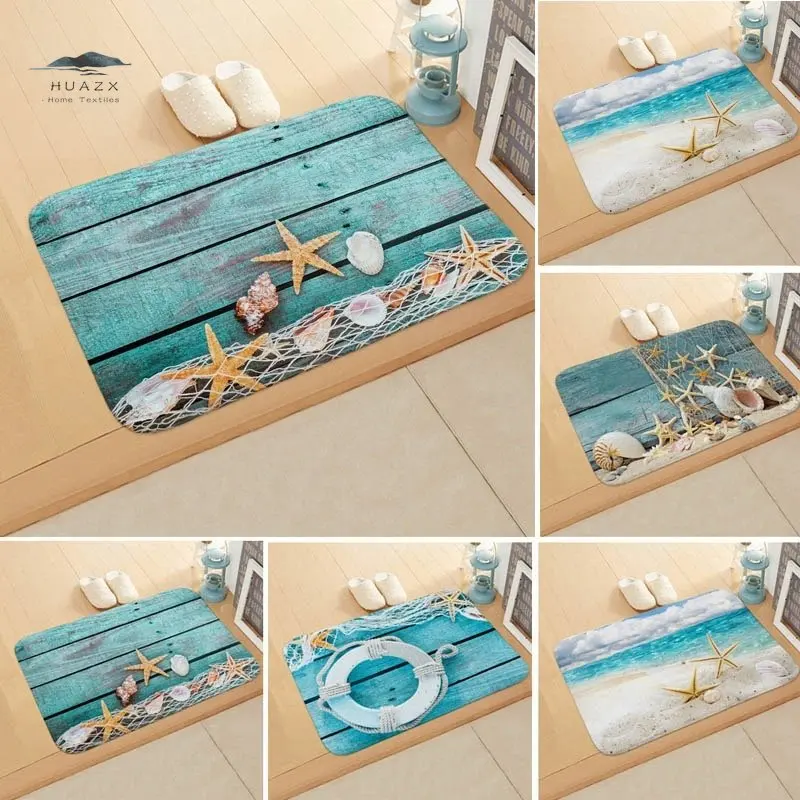 

Sea Ocean Bath Mat Absorbent Quick Drying Bathroom Creative Rug Non-slip Entrance Doormat Floor Bathtub Side Carpet Decoration