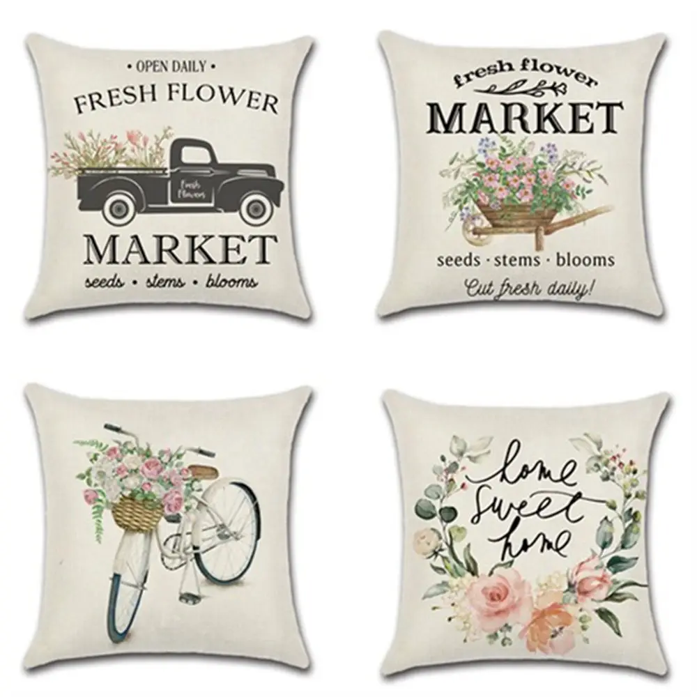 

1 шт., декоративная подушка из льна, 45 х45 см