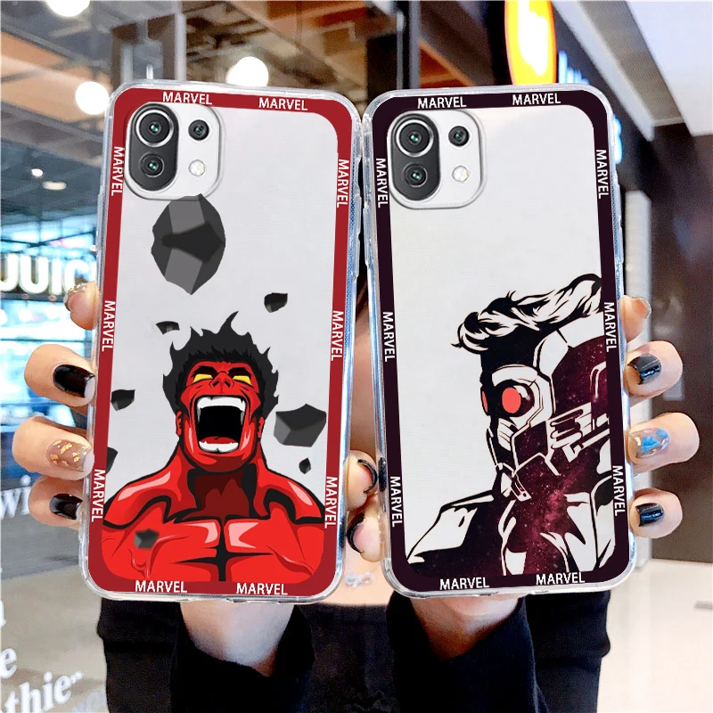 

Marvel hero Superhero Anime For Xiaomi 13 Lite 12T 12S 12 11 Ultra 11T 10T 9 Pro 5G Transparent Phone Case Cover