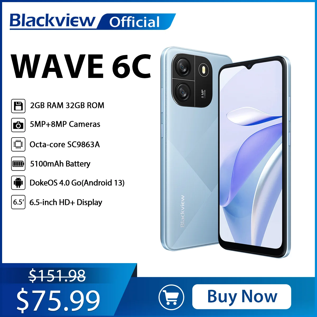 Смартфон Blackview wave 6c 2/32ГБ global