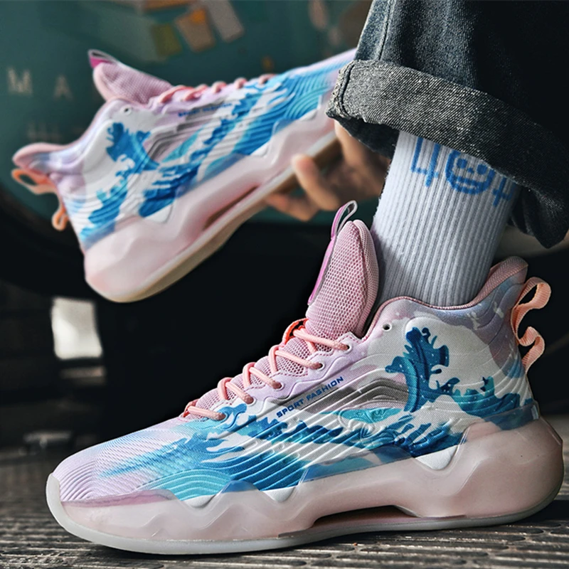 Unisex New High-top Basketball Shoes Men Women Sneakers Male Wear Resistant Air Cushioning Shoes Breathable Outdoor Sport Shoes