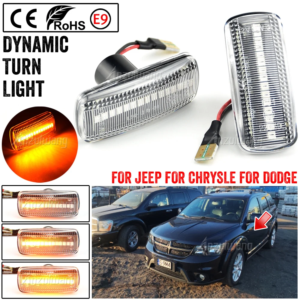 

Dynamic LED Side Marker Fender Blinker Signal Light For Jeep Compass Patriot Commander Liberty Grand Cherokee Chrysler 200 300