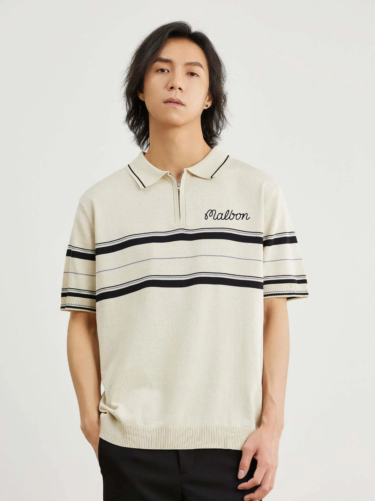 Men's Malbon Golf Clothing Zipper Summer Men Wear Shirt Solid Color Short Sleeve Casual Polo Business Sports