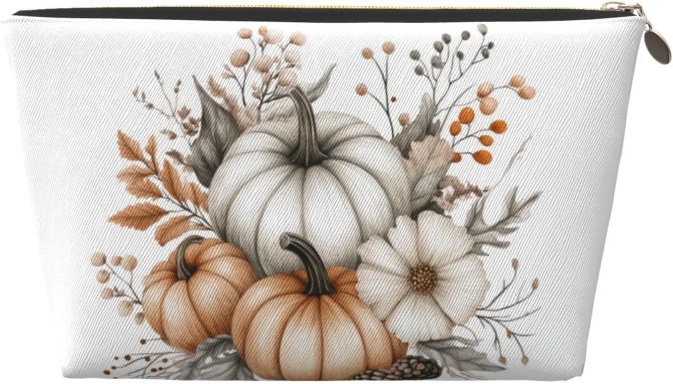Косметичка с ботаническим цветком и тыквой косметичка дорожный органайзер для