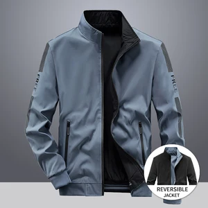 Men's Reversible Jacket Trend Polyester Casual Baseball Uniform New Spring and Autumn Clothes Male D