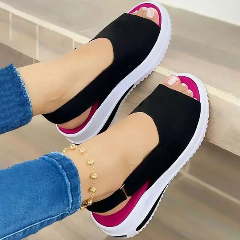 Women Sandals Peep Toe Low Heels Sandals For Summer Shoes Women Wedges Heeled Sandals Zapatos Mujer Elegant Summer Footwear