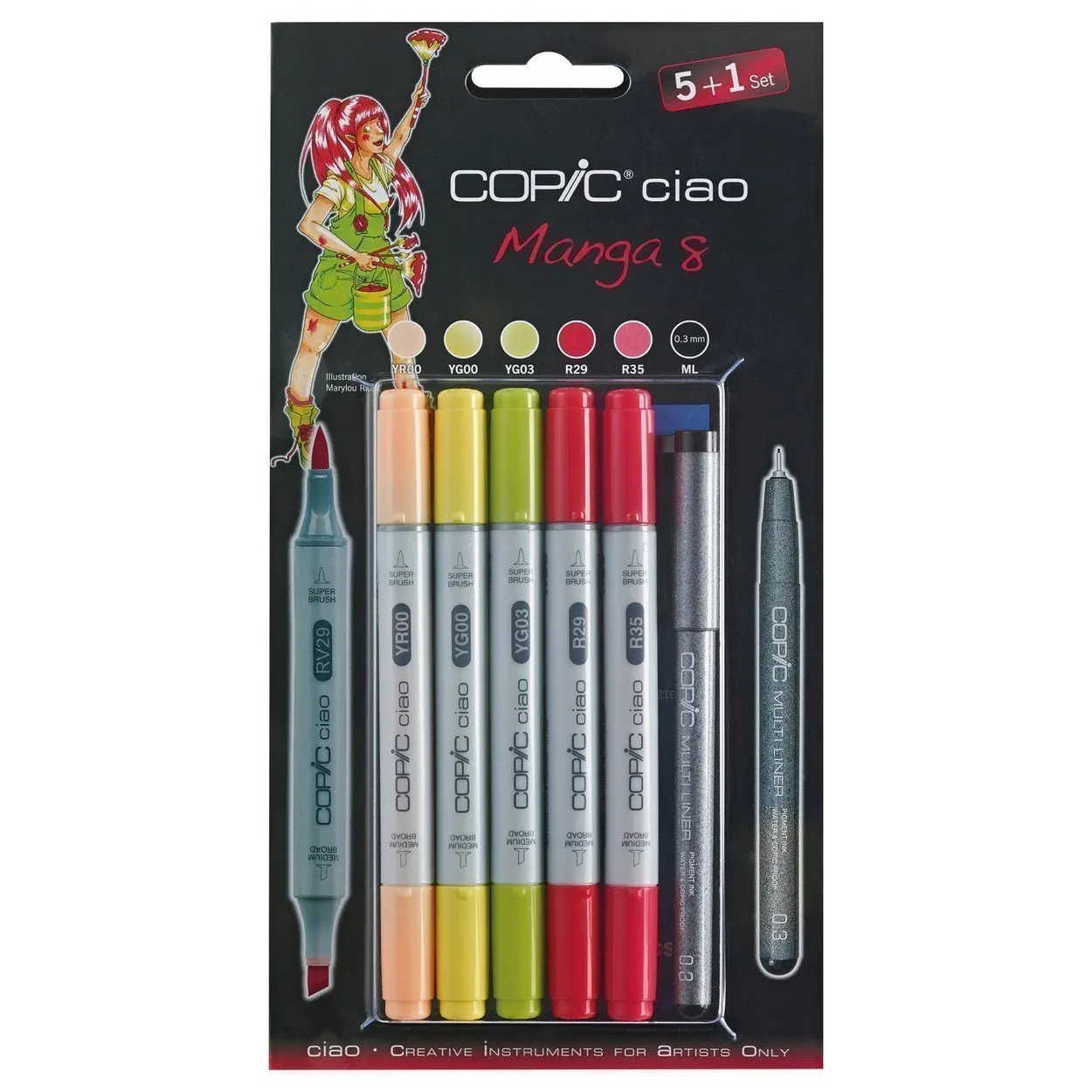 Набор маркеров на спиртовой основе Copic Ciao манга 8 5 цветов мультилинер 0.3мм |