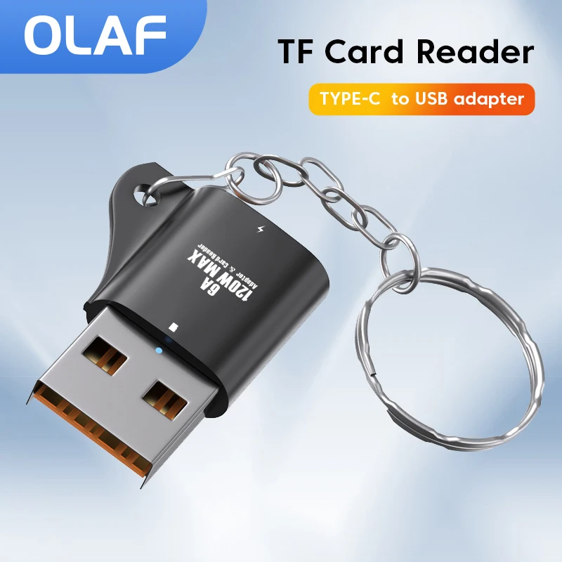 Olaf 120W 6A OTG Adapter USB To Type C TF Card Reader Adapter Type C Female To USB Male OTG Connector For Macbook Xiaomi Huawei