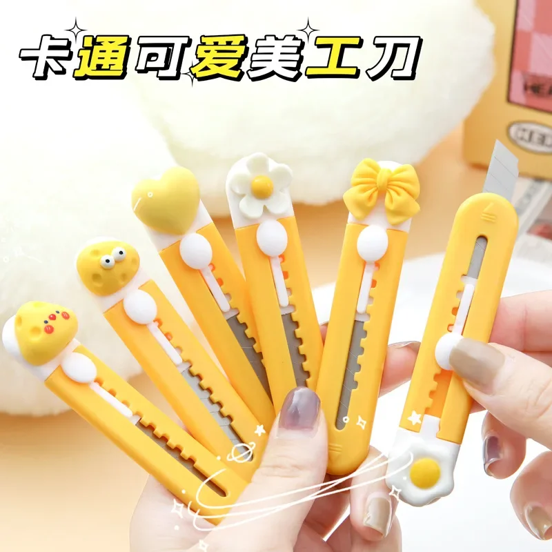 

Kawaii Mini Cheese shape Art Utility Knife Pocket Express Box Knife Paper Cutter Craft Wrapping Refillable Blade Stationery