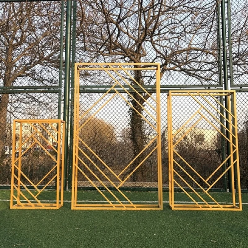 

Wedding Arch Backdrop Props Wrought Iron Geometric Square Frame Party Stage Screen creative background Stand