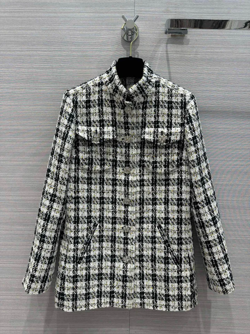 

2023 Autumn/Winter New College Style Elegant Age Reducing Tweed Knitted Woolen Coat Women's Straight Sleeve Coat