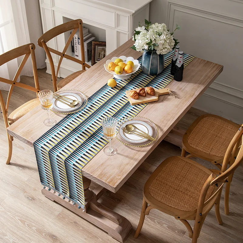 

Bohemian Table Runner Ethnic Style Household Cover Towel Striped Plaid Pattern For Tablecloth Decoration