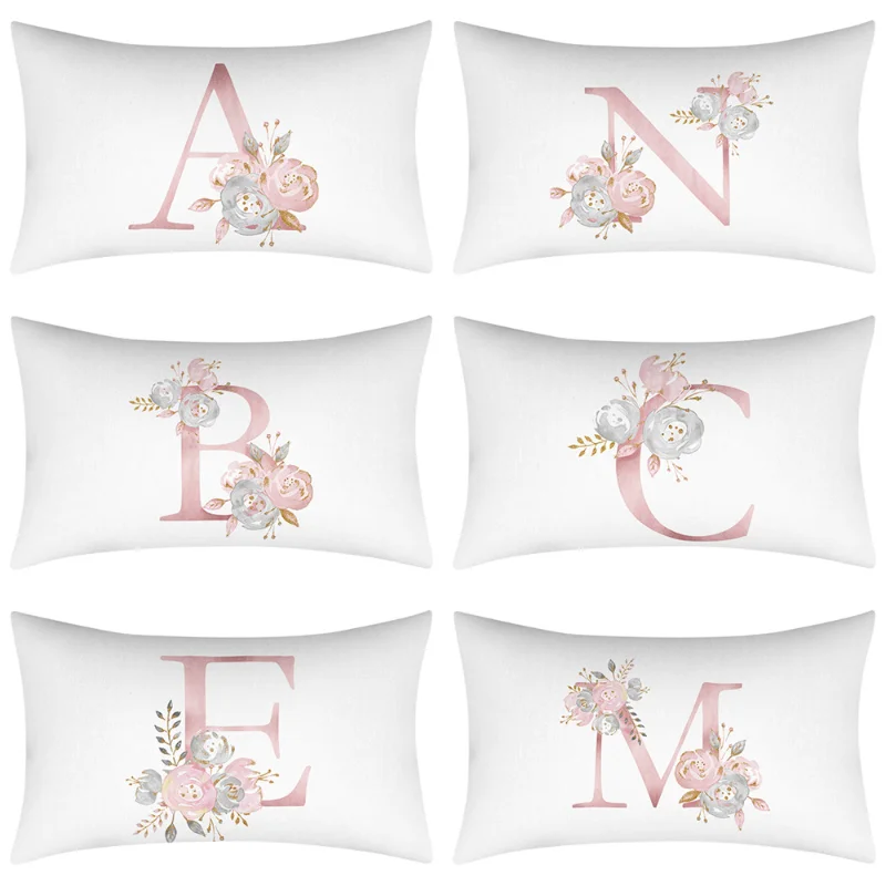 

Pink Letter Cushion Cover 30x50CM Polyester Pillowcase Sofa Cushions Decor Throw Pillows Cover Home Decoration DIY Pillow Case