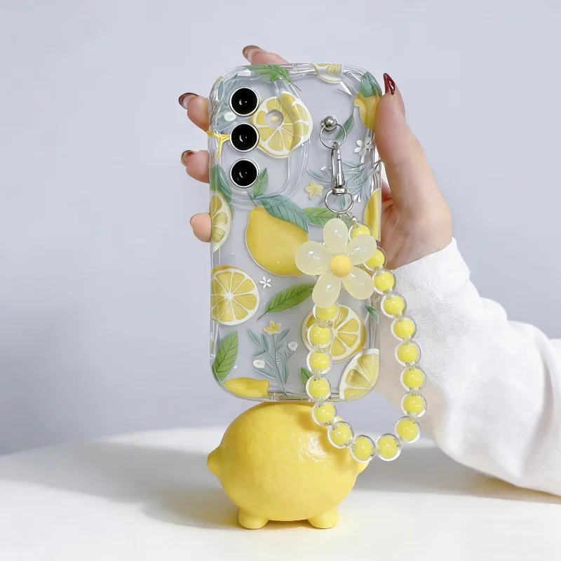 Желтый чехол-накладка с лимонным цветком и шнурком для Samsung Galaxy S26 S25 S24 S22 S23 Ultra Plus FE A56 A55 A37 A36 A27 A26 A16 (art.: 3920dbc49fc5b) - 3920dbc49fc5b