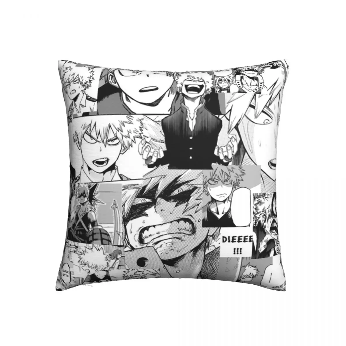 

Bakugou Katsuki Collage Pillow Case My Hero Academia Spring Square Pillowcase Polyester Hugging Zipper Cover