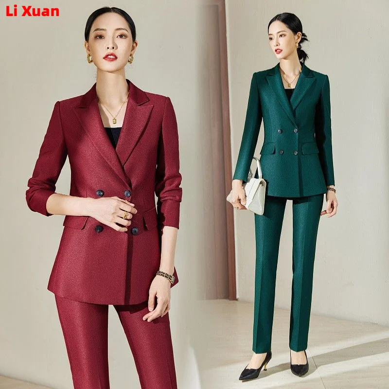 High Quality Autumn Winter Formal Ladies Blazer Women Business Suits with Sets Work Wear Office Uniform 4XL Size Pants Jacket