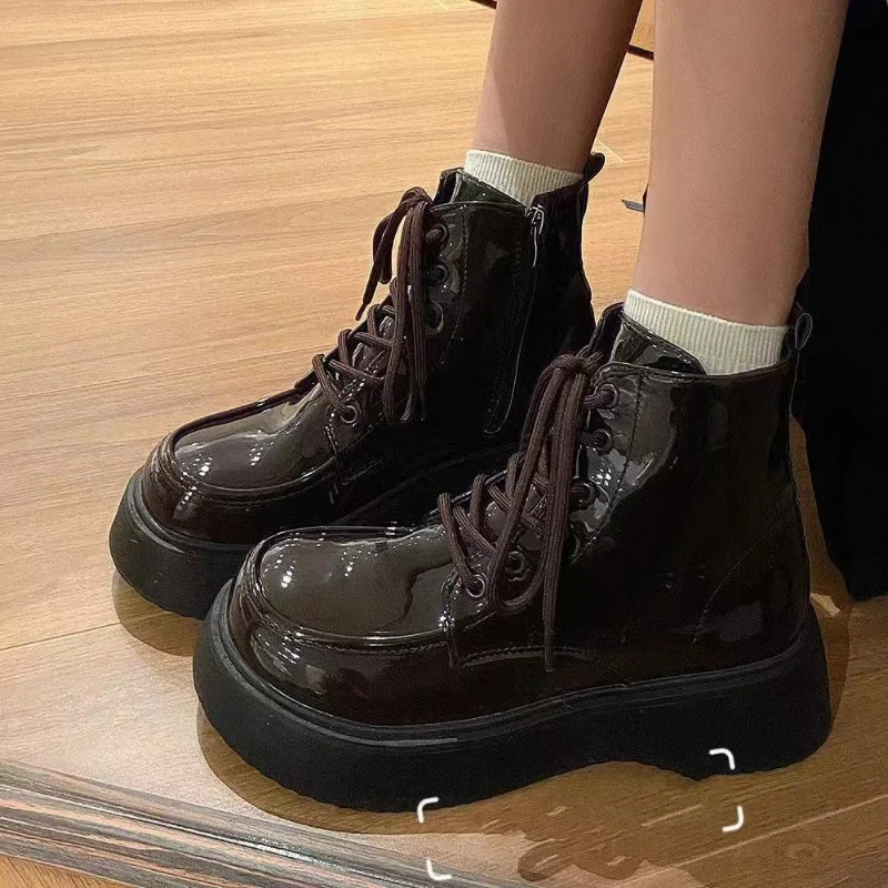 

Женские ботильоны на платформе, готические ботинки из спилка, пикантные мотоциклетные ботинки в стиле панк