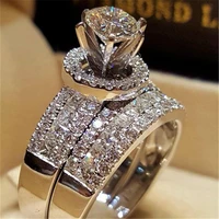 s925 sterling sliver 1 carat diamond ring set bague diamond ring bizuteria topaz gemstone silver 925 jewelry diamond rings box