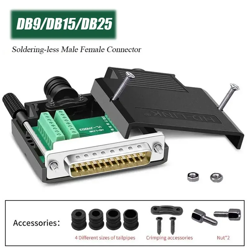 Фото DB9 DB15 DB25 Разъем «папа-мама» 9 15 25-контактный разъем без пайки COM RS232 Последовательный порт D-SUB Адаптер разъема №1