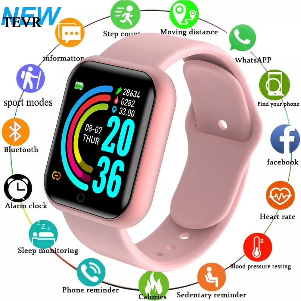 

D20 Pro Bluetooth Smart Watch Men Women Y68 Blood Pressure Heart Rate Monitor Wristwatch Women Kids Hours For ios Android TEVR