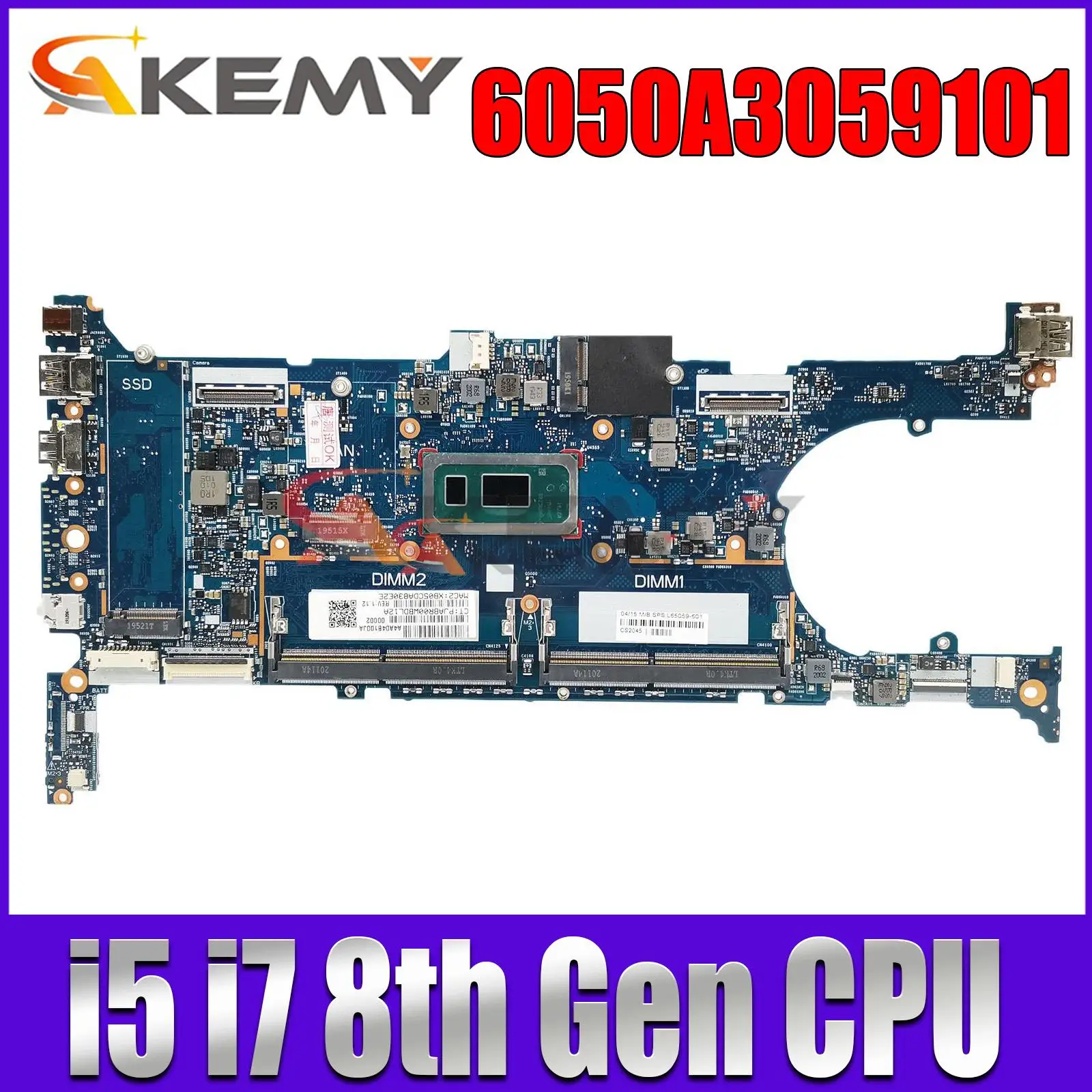 

For HP EliteBook X360 830 G6 Laptop motherboard Mainboard 6050A3059101 Motherboard with I5-8265U I5-8365U I7-8565U I7-8665U CPU