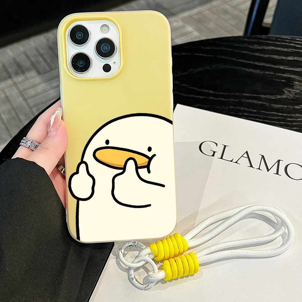 Фото Чехол для телефона Kawaii Cartoon Duck Jelly для Xiaomi 14 T 17 Pro Max 15T Pro Mi 11 Lite 5G, мягкий силиконовый матовый чехол с ремешком №1