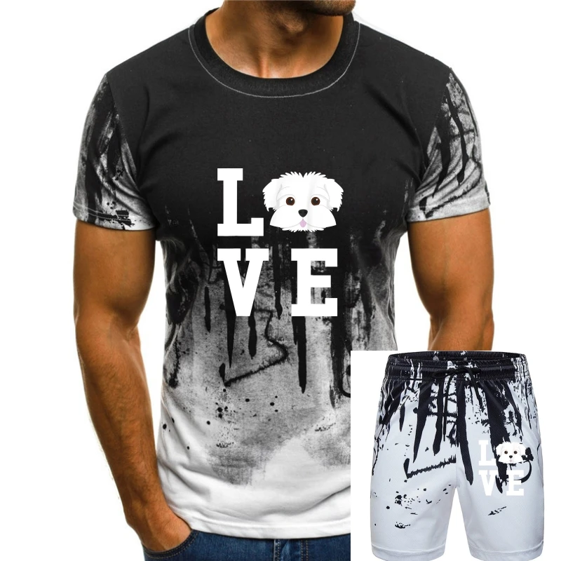 

Футболка с надписью «Собачка-Мальта» «Я люблю мою кожу», футболка для влюбленных с черной собакой, Мужская