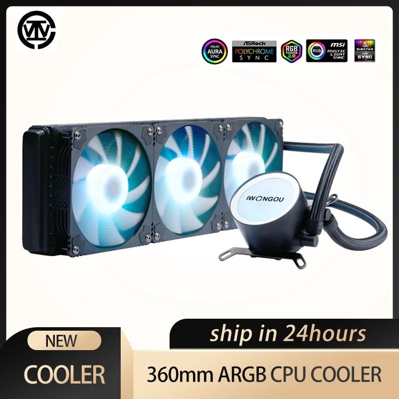 IWONGOU Water Cooler Cpu  ARGB Copper Heatsink For LGA 2011 X99 X79 Processor Cooler 1151/1155/AMD120mm Liquid Cooling PC fans