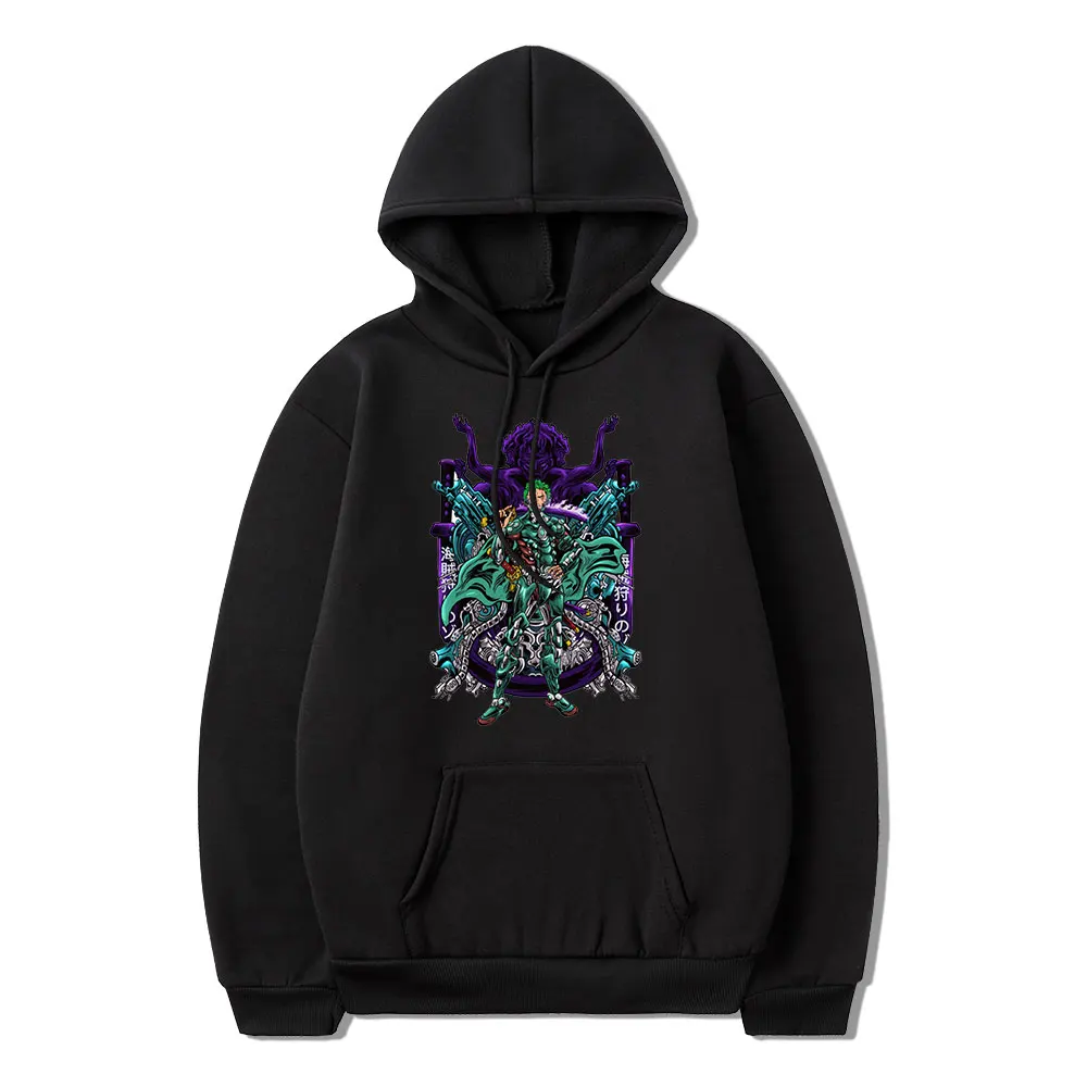

Anime One Piece Roronoa Zoro Luffy Retro Fashion Hot Sale Design Print Winter Long Sleeve Thick Loose Casual Man Sports Hoodie